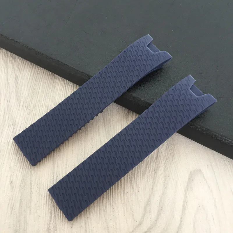 blue no clasp Силиконовый ремешок часы лента аксессуары черный коричневый синий 20 мм для Ulysse Nardin ремешок дуги рты - Цвет ремешка: blue no clasp