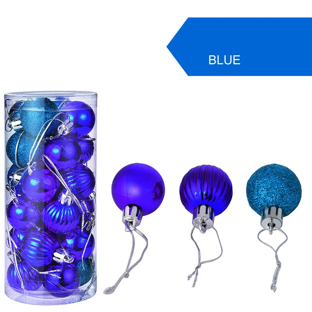 blue 24 шт 30 мм Рождественская елка шар-безделушка подвесное украшение для домашней вечеринки декор Рождественское украшение - Цвет: blue
