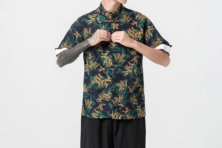 Zongke китайский национальный стиль Мужская рубашка с коротким рукавом черная винтажная рубашка мужское хлопковое белье с коротким рукавом рубашки мужские 5XL