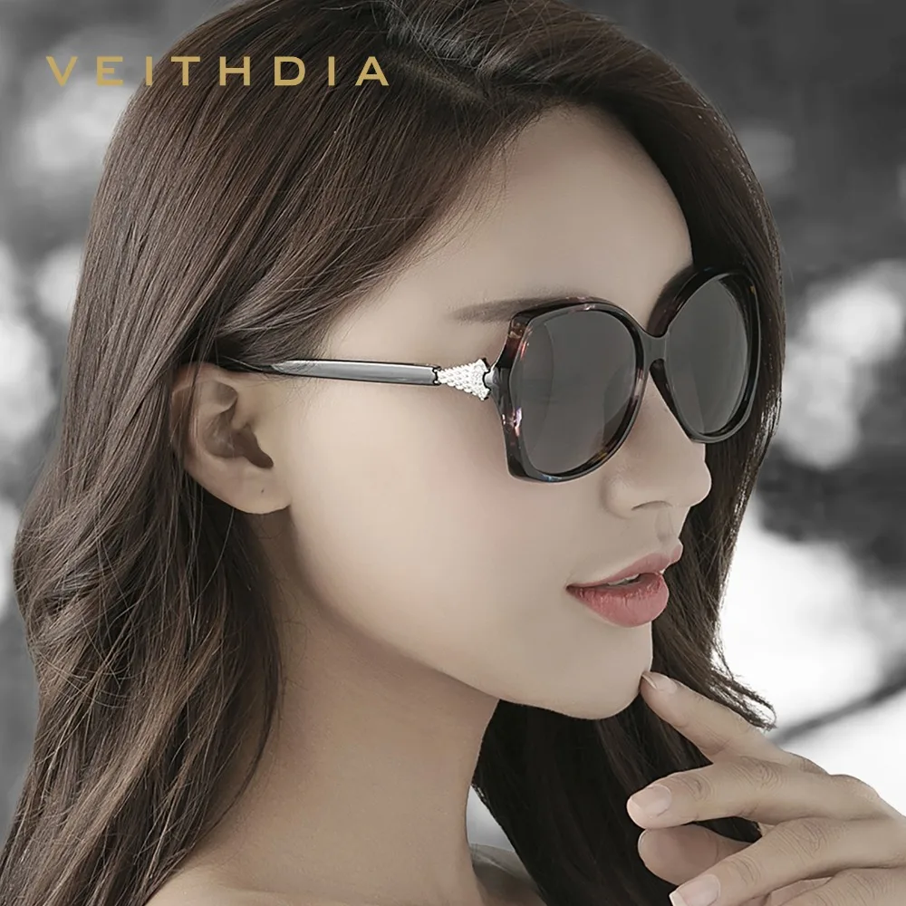 VEITHDIA 2018 новые женские солнцезащитные очки с бриллиантами поляризованные