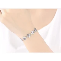 fashion 925 silver women bracelets accessories lady gift cute crystal pink cherry blossoms bracelets for girls jewelry
