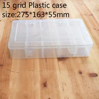 15grid plastic case electronic element box size 27516355mm tool box jewelry case 15 cells transparent plastics guitar paddle