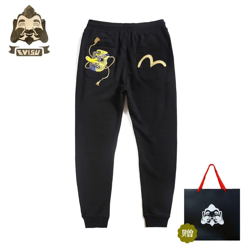 Tide бренд Evisu модные трендовые мужские брюки хлопковые мужские и женские парные набивные спортивные штаны повседневные брюки теплые дышащие брюки