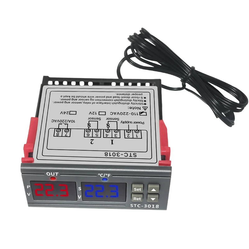 STC-3018 AC 220V 12V 24V C/F Digital Dual Thermometer Temperature Controller Thermostat Incubator Thermoregulator | Инструменты