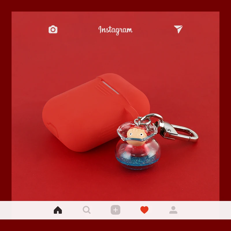 Красный беспроводной Bluetooth чехол для наушников для Apple AirPods силиконовый зарядный чехол для наушников Защитный чехол для AirPods брелок