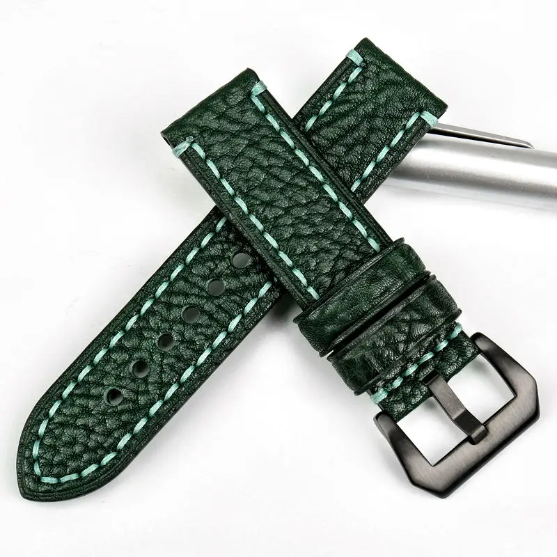 MAIKES 20mm 22mm 24mm 26mm Italian Genuine Leather Watchbands Green Watch Strap Soft Leather Watch Band For Brand Watch Bracelet