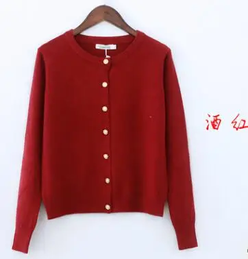 WINE Baharcelin 3XL 4XL Большие размеры для женщин и девочек осень зима кардиганы длинный рукав трикотажные свитера круглый вырез базовые вязаные топы - Цвет: WINE