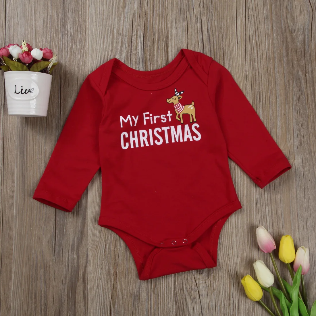 Рождественская одежда для малышей милый комбинезон с принтом оленя мальчиков и