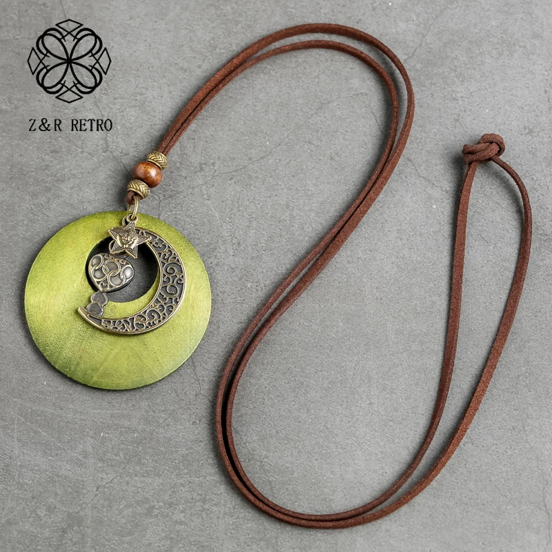 Цепь из веревок круглое ожерелье дерева для мужчин подвеска украшения в виде