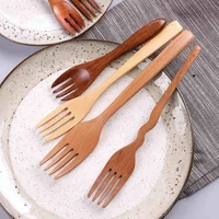 japanese tableware mini wooden spoons fork child small japan style wooden cutlery bento yemek takimi zestaw obiadowy talerze 619