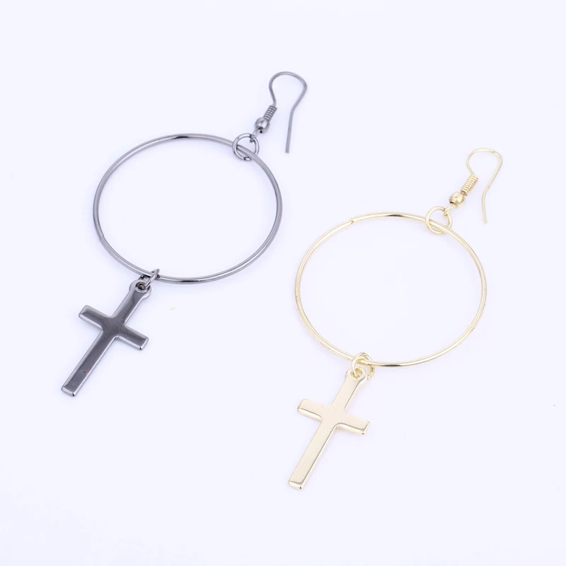 TDQUEEN круглая подвеска в форме Креста висячие серьги мода большой круг этнические
