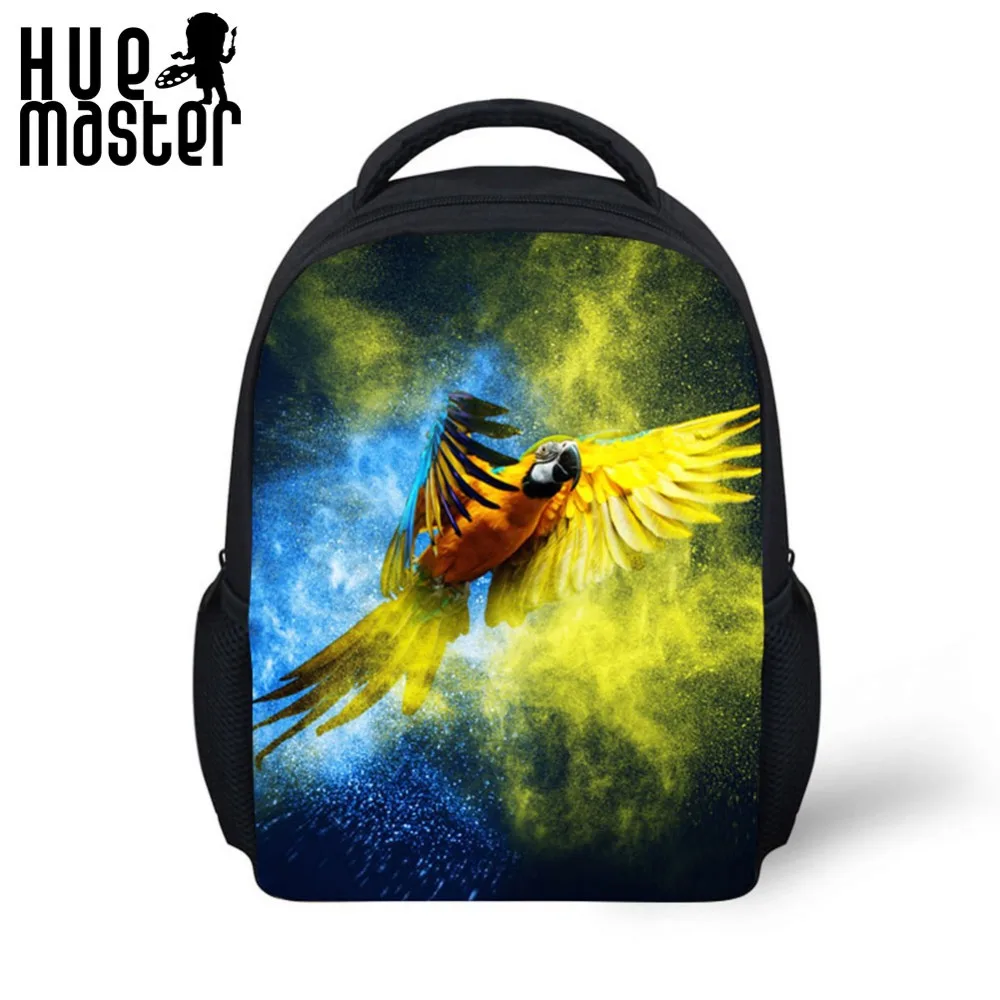 Рюкзак школьный из полиэстера для девочек дизайнерский ранец с рисунком попугая