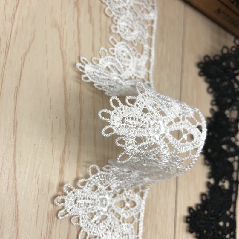 14yards width 4.8cm Black white polyester embroidery water-soluble bar code lace fabric ribbon Clothing dress DIY accessories | Дом и сад