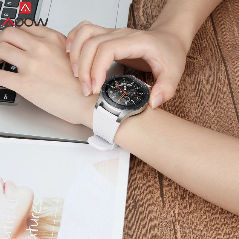 AOOW ремешки для часов samsung Galaxy Watch 46 мм версия SM-R800 полосатый резиновый силиконовый модный браслет ремешок 22 мм