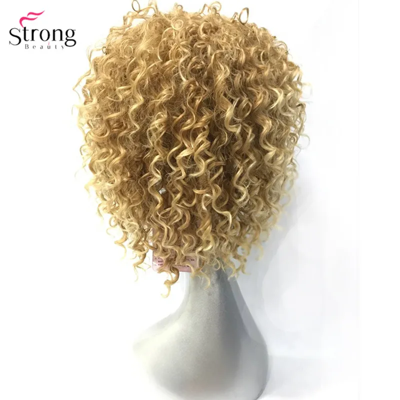 StrongBeauty, женские парики, короткие вьющиеся волосы, Синтетический Полный парик, желтый цвет, формовочный мужской парик