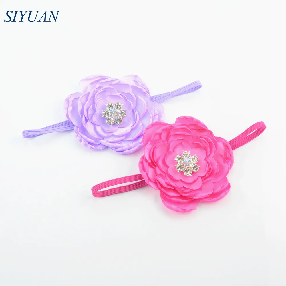 Обтягивающая повязка на голову 5 шт./лот с 7 слоями сатина цветок и блестящие