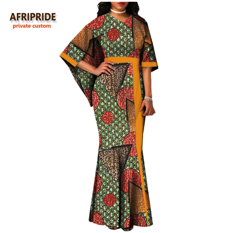 322J Анкара принт африканские платья для женщин AFRIPRIDE портной хлопок рукава накидки женские макси платья A722553 - Цвет: 322J