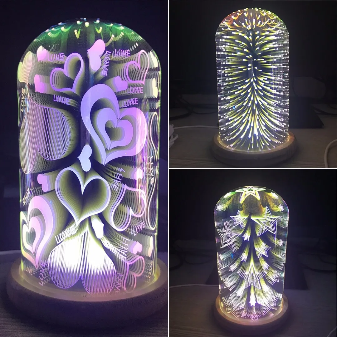 Цветная светодиодная настольная лампа с 3D USB-интерфейсом декоративный ночник для
