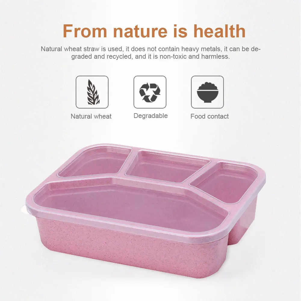Ланч-бокс Пшеничная солома микроволновая посуда Bento Box качественная натуральная 3