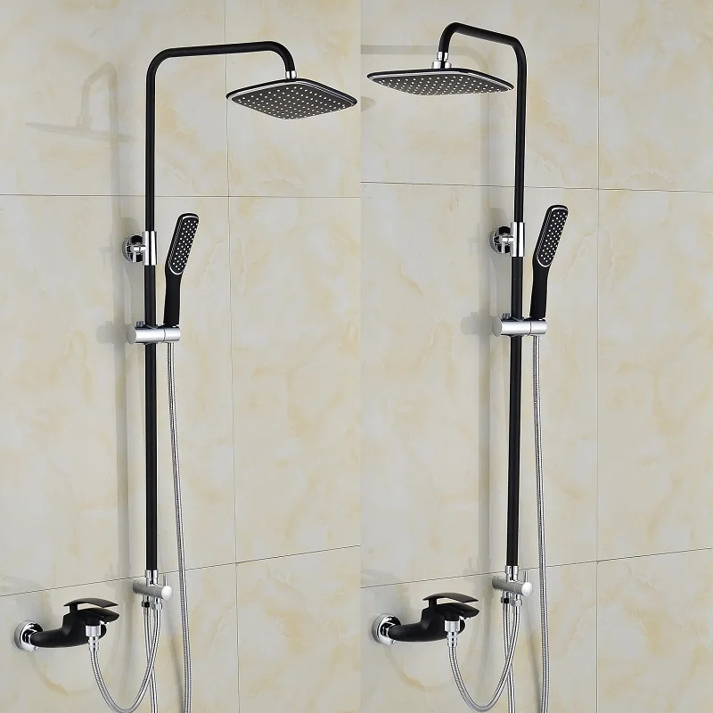 New high quality brass material chrome and black bathroom shower faucet set rainfall bath | Обустройство дома