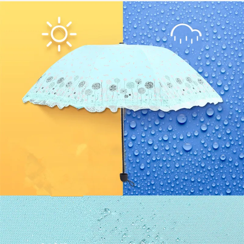 Creative lace reverse umbrella folding sunscreen Anti-UV lotus leaf sun rain women's tour lady parasol windproof | Дом и сад