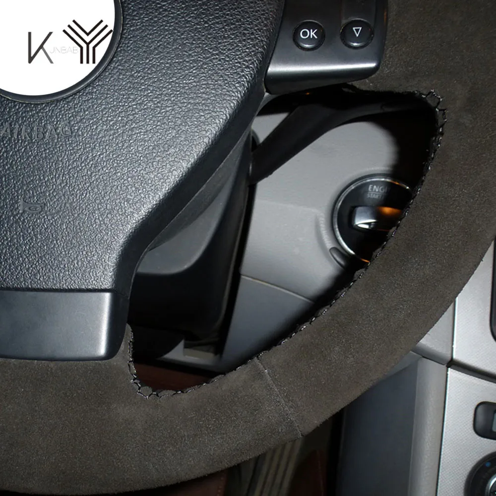 Кожаный с замшевым чехол рулевого колеса автомобиля для Volkswagen Golf 5 Mk5 VW Passat B6 Jetta