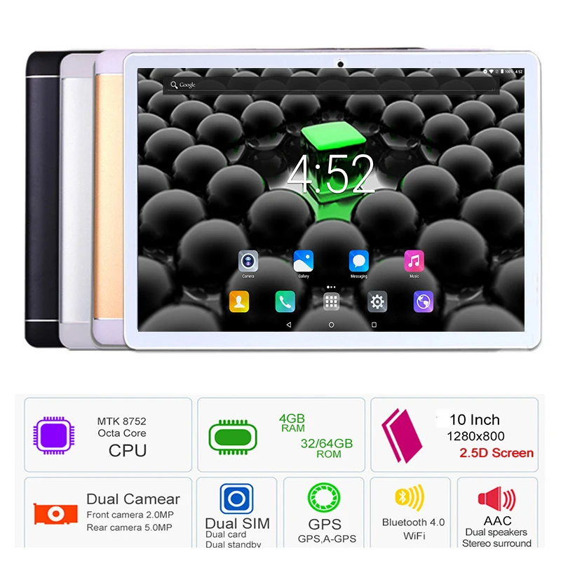 Новый Google play store 10-дюймовый Android 8 0 Восьмиядерный планшет PC 4 Гб ОЗУ 64 ПЗУ ядер 3G/4G LTE