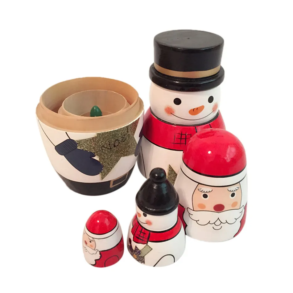 5 шт./компл. Санта Клаус матрешка деревянная ручная роспись матрешки ручной