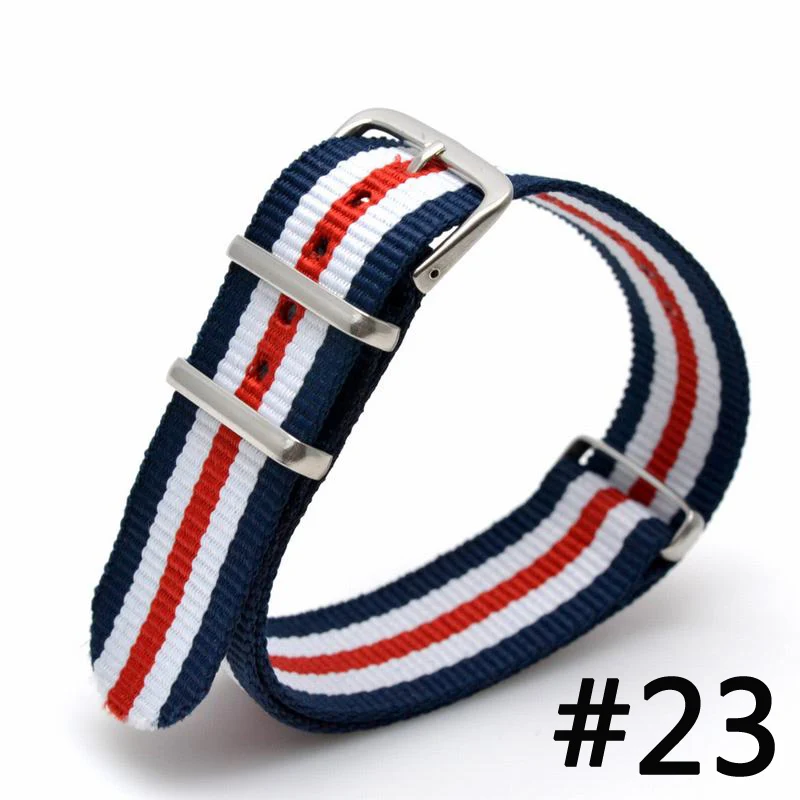 18mm 20mm 22mm Nylon Strap 10Pcs Army Sport Watch Band Woven Stripe Wristband Substitute Dw Strap Metal Buckle Belt