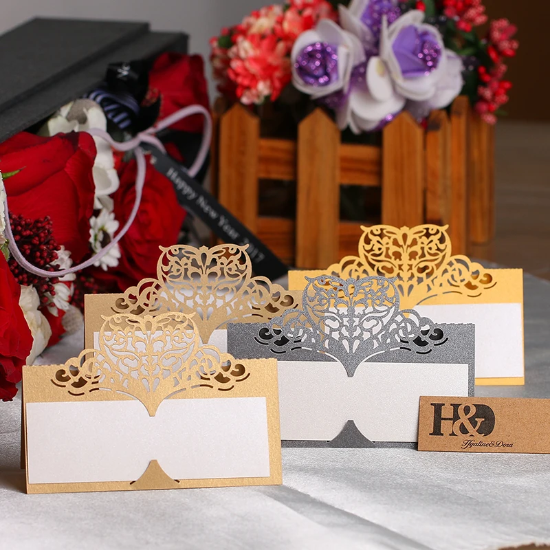 60 шт. кружевные свадебные открытки персонализированные именные Декорации для