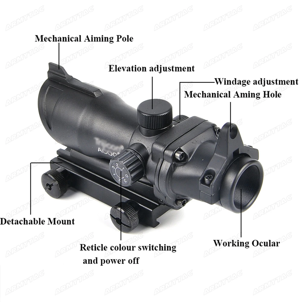 Охотничий Прицел ACOG 1X32 тактический Красный точечный прицел настоящий красный