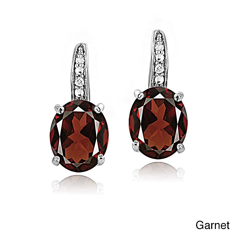 Bague Ringen Silver 925 Fashion Jewelry Oval Blue Red Purple Yellow Topaz Clip Earrings For Women Party Valentines Earring Gifts