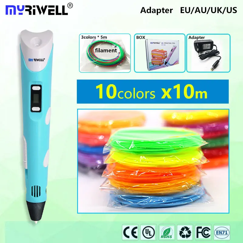 3d Ручка myriwell 3d 3d-ручка w ithLed дисплей abs 1,75 мм pla нить детский подарок на день рождения инструмент для рисования нить 3d Ручка