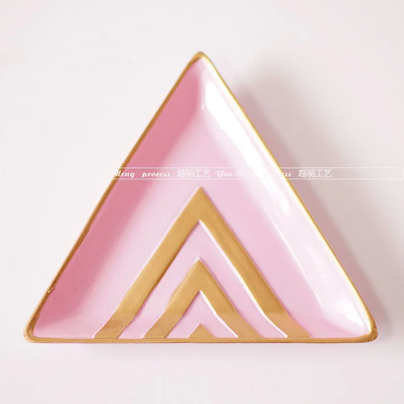 Purple Triangle Европейские ювелирные изделия из смолы, посуда для хранения косметики, шестигранная треугольная овальная тарелка, розовая фиолетовая синяя губная помада, серьги, кольцо, поднос, ремесла - Цвет: Purple Triangle