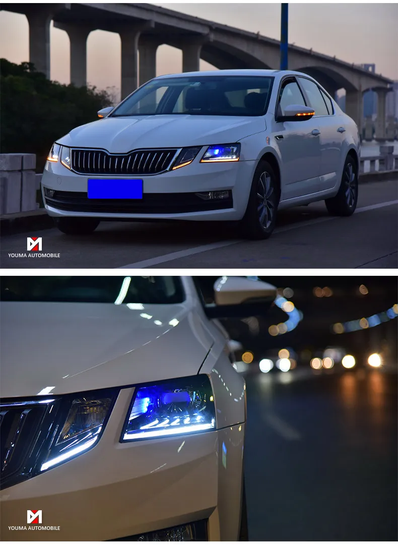 Высококачественный чехол для автомобиля для Skoda Octavia, светодиодный фонарь для Skoda Octavia, фары DRL с двойным пучком ксенона