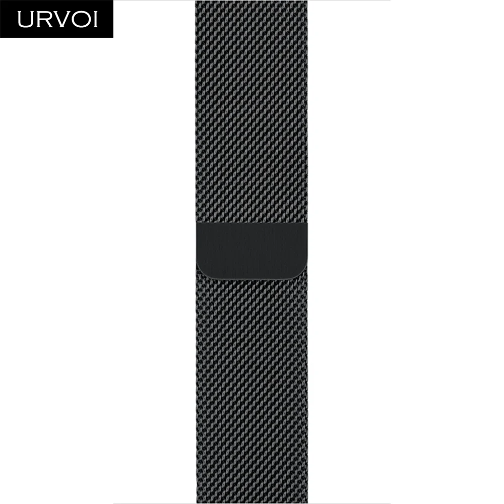 Black URVOI Миланская петля для Apple Watch Series 5 4 3 2 1 Алюминиевый Золотой ремешок для iwatch из нержавеющей стали магнитная пряжка с адаптером - Цвет ремешка: Black