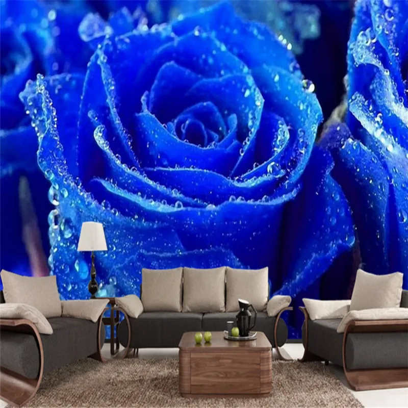 

Фотообои на заказ, Фреска 3D, голубая роза, фон для телевизора, настенная живопись, нетканые обои, украшение для дома для спальни