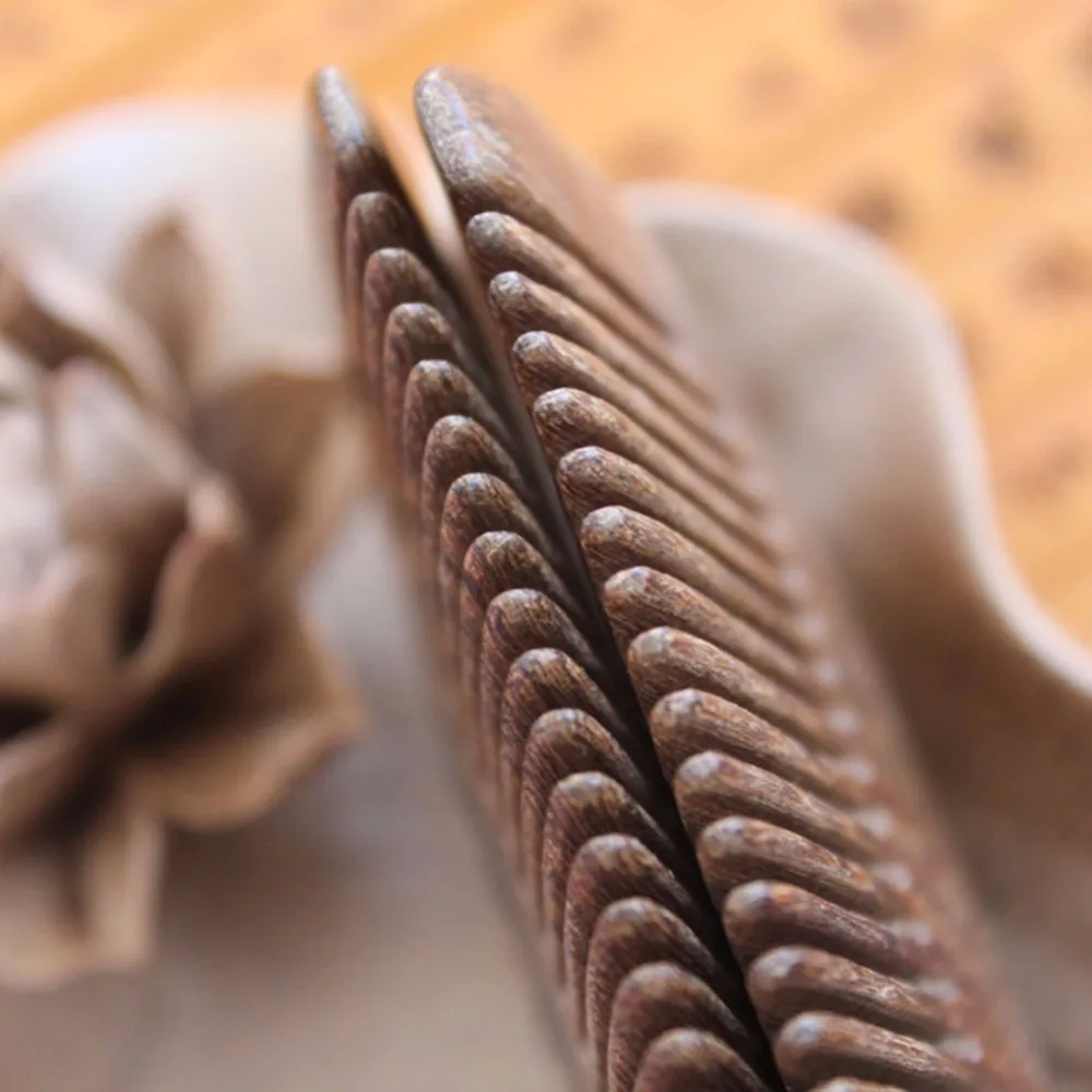 Кофейная деревянная расческа из натурального сандалового дерева супер узкая