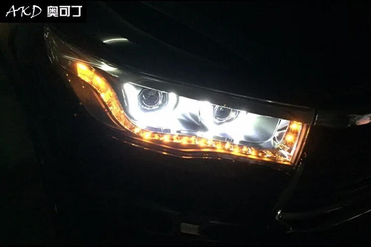 KOWELL стайлинга автомобилей для фары Toyota Highlander-новинка светодиодная… для Kluger фары drl Объектив Двойной Луч H7 HID ксеноновая лампа