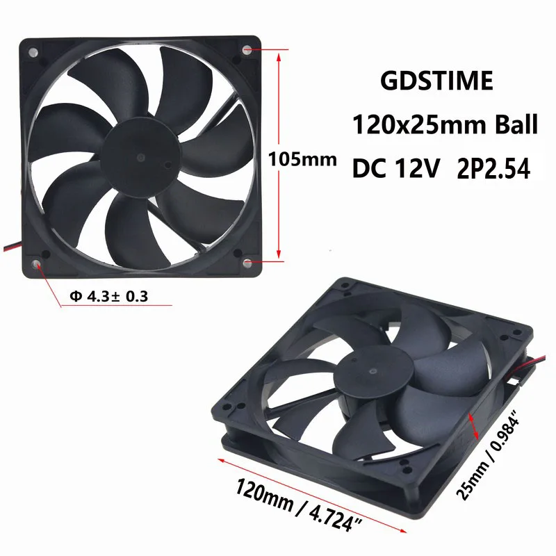 Gdstime 10 шт. 120 мм x 25 12 см шариковый подшипник DC В PC корпус охлаждающий вентилятор *