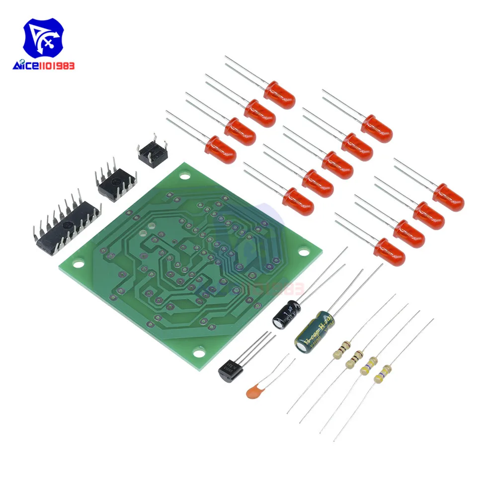 Diymore круглый Лаки поворотные люкс электронный компонент Fortune CD4017 NE555 светодиодный