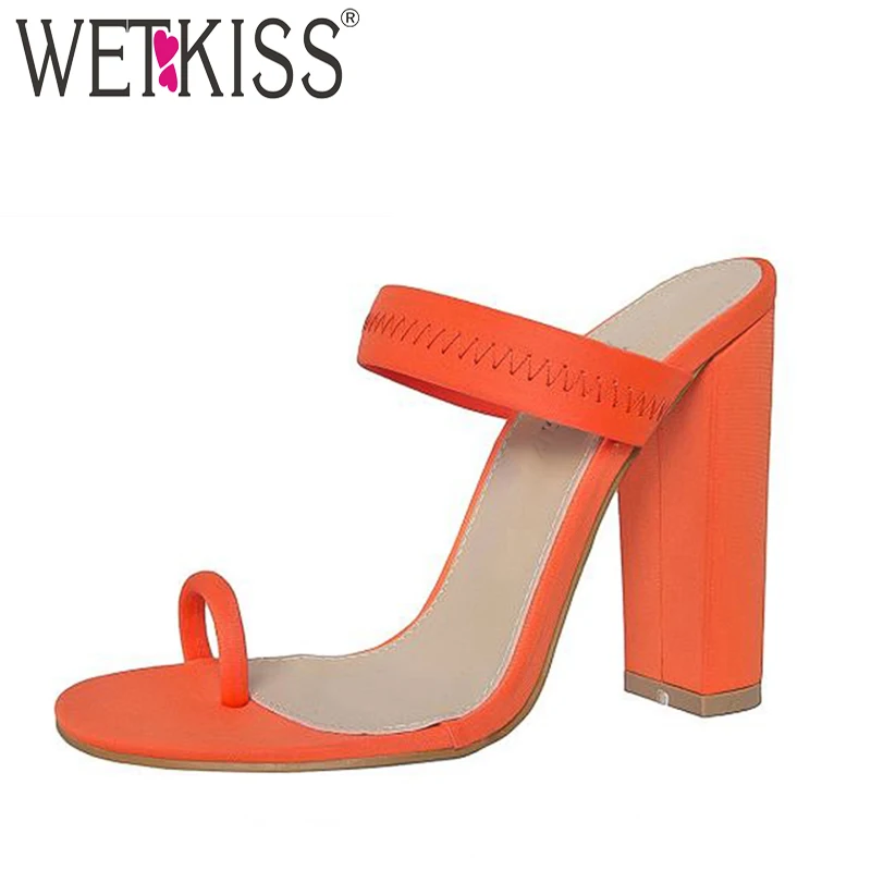 Женские шлепанцы с открытым носком WETKISS вечерние туфли-мюли стрейч на высоком