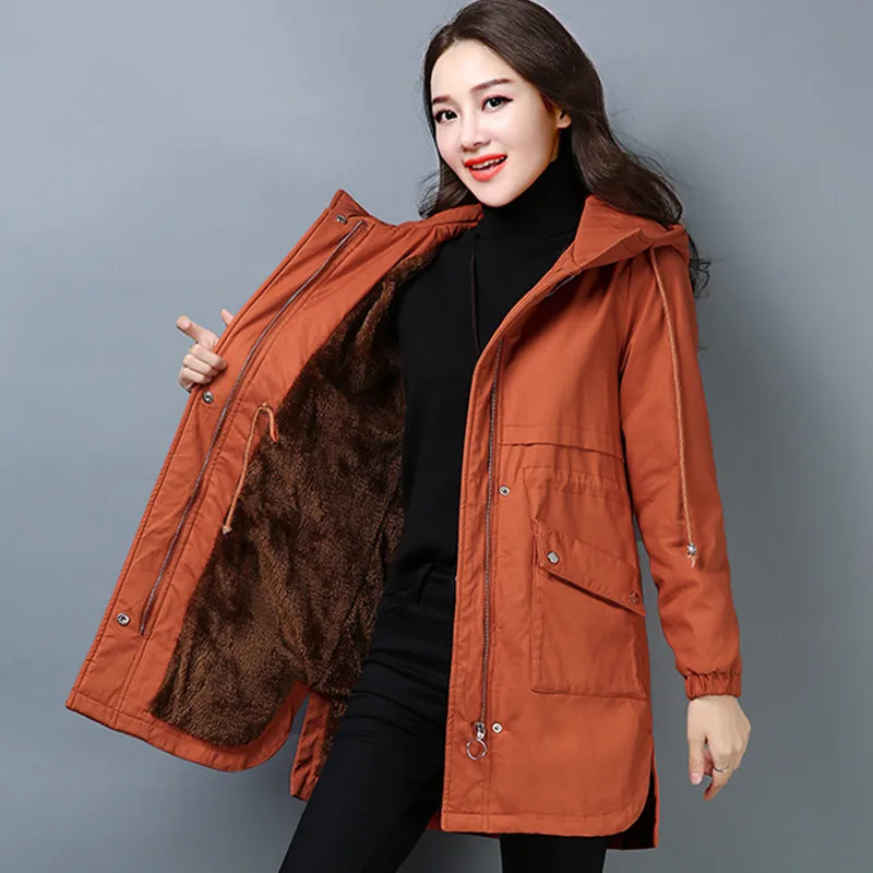 

2019 Autumn Winter Long Coat Female Down Cotton Parkas Winter Jacket Women Hooded Warm Thicken Parka Women PP100