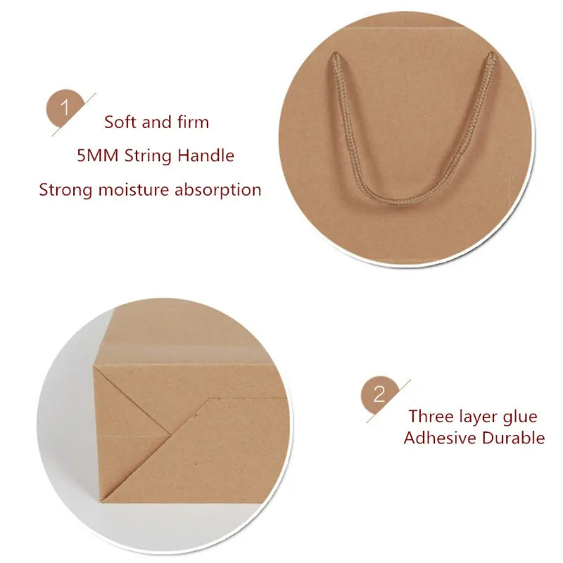 10 шт./компл. Подарочный пакет из крафт бумаги 19x13x6 см с ручкой подарок на свадьбу