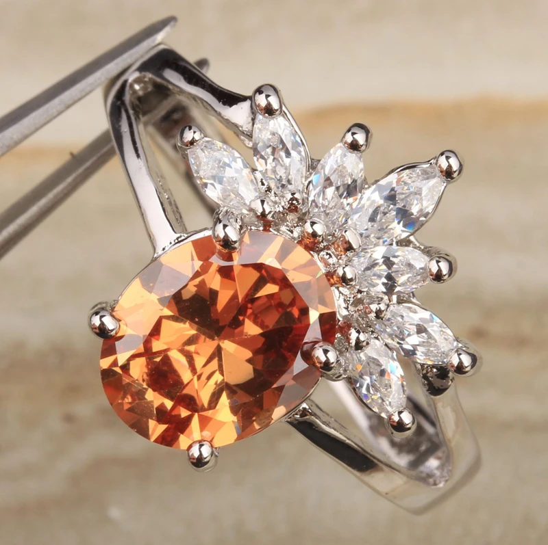 Приятный оранжевый круг шампанское кубического циркония коричневый камни Morganite