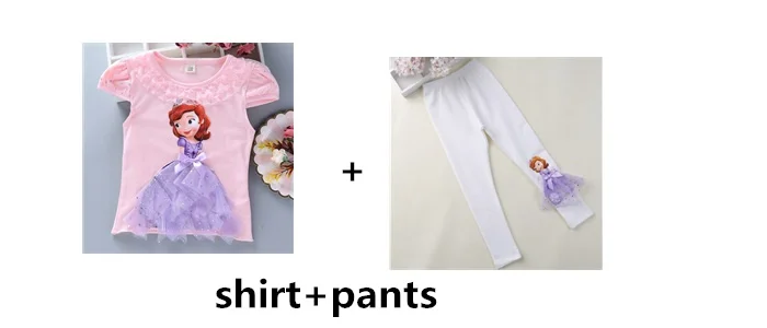 shirt and pants-9 Комплект одежды для детей, летняя футболка с 3d-аппликацией Анны, Софии, Эльзы и штаны, милая одежда, забавная Одежда для девочек - Цвет: shirt and pants-9