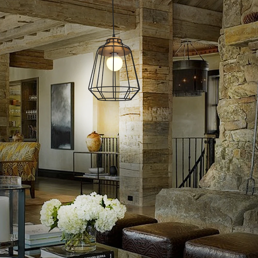 Винтажная железная проволочная лампочка клетка абажуры Подвесная лампа