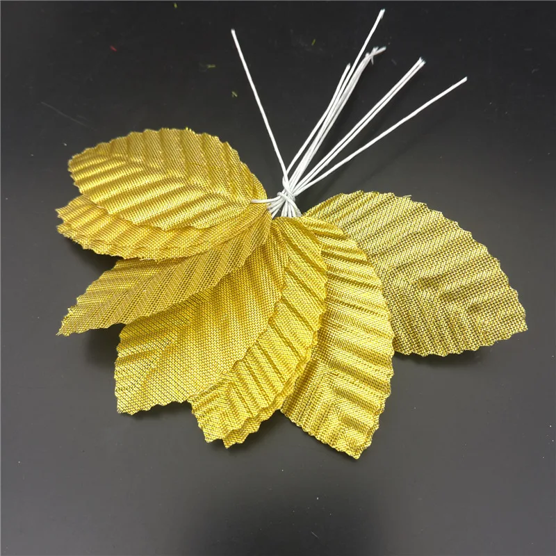 

12PCS Latest Gold Silver Green Tulle Leaf Lace Material Leaves Applique Wedding Accessories Trimmings Handmade Decoration L51