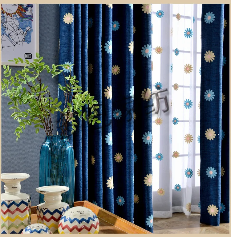 Европейский пасторальный стиль хлопок и лен занавес из ткани Подсолнухи вышитый