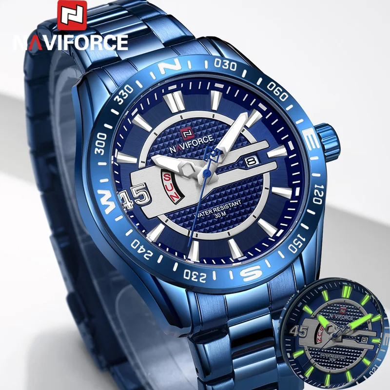 Часы NAVIFORCE мужские спортивные водонепроницаемые армейские деловые кварцевые из